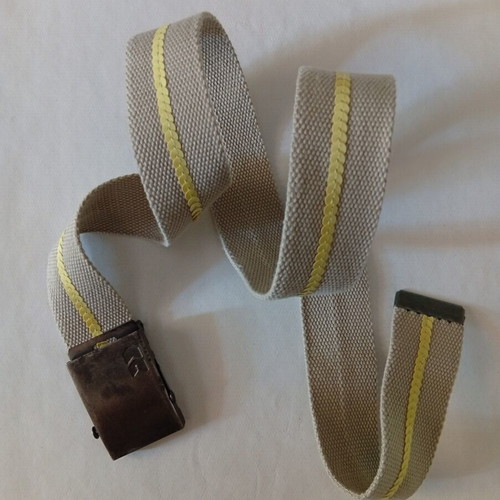 Canvas women's belt with yellow sequins, used, beige, 105 cm
