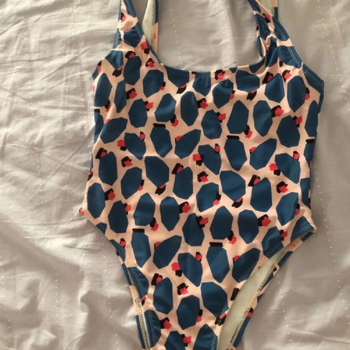 Leopard one-piece swimsuit medium new, blue and pink
