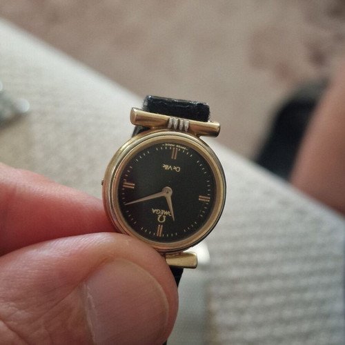 Omega De Ville Quartz women's watch like new, black dial, gold case
