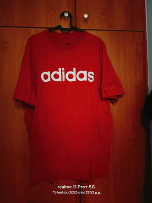 Adidas T-shirt size L like new, red, men's
