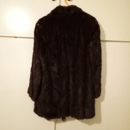 Mink fur coat new, dark brown, 80 cm length, with inner lining