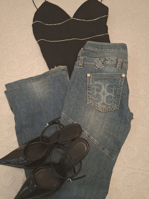 Gizia pants set with original Swarovski and Tally Weill bodysuit used