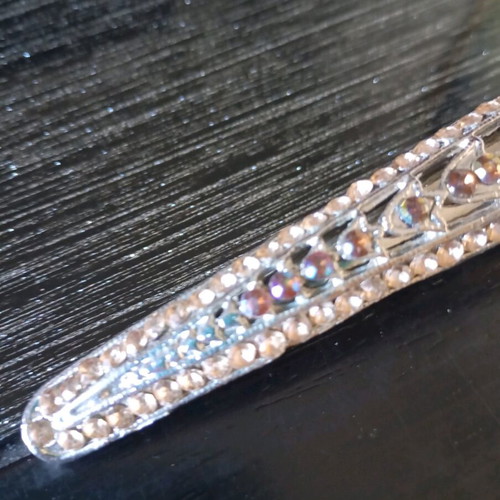 Vintage hair clip with iridescent rhinestones like new