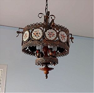 Φωτιστικό οροφής Vintage, Μεταλλικό με κεραμικά διακοσμητικά πλακάκια, 4-φωτο