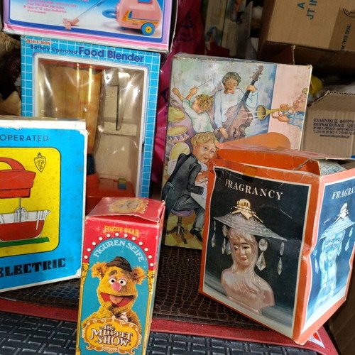 Old toys new from store warehouse, vintage collection