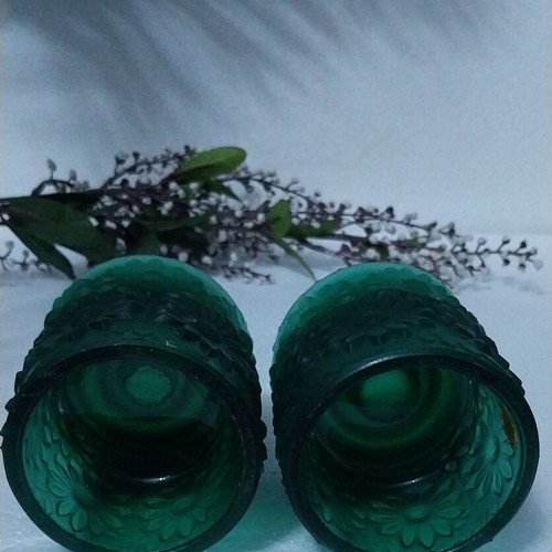 Rudolf Jurnikl Daisies Candle Holders emerald green, new
