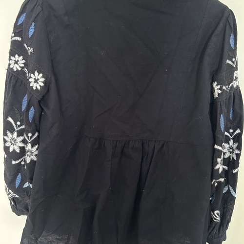 Zara embroidered jacket like new, black linen cotton