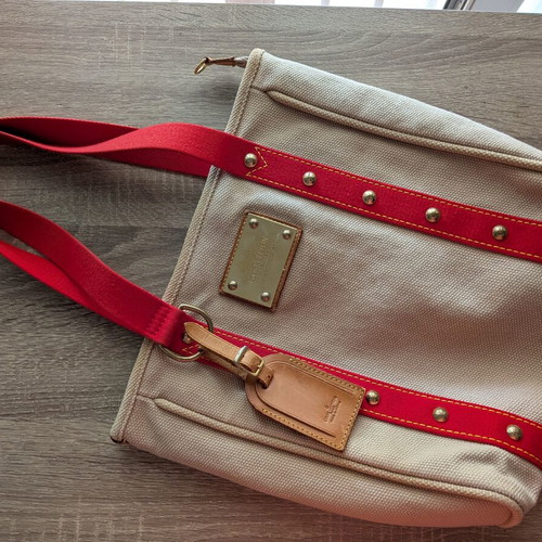 Louis Vuitton Antigua Cabas MM shoulder bag used, beige and red