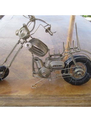 Handmade chopper motorcycle used, wire with plastic wheels