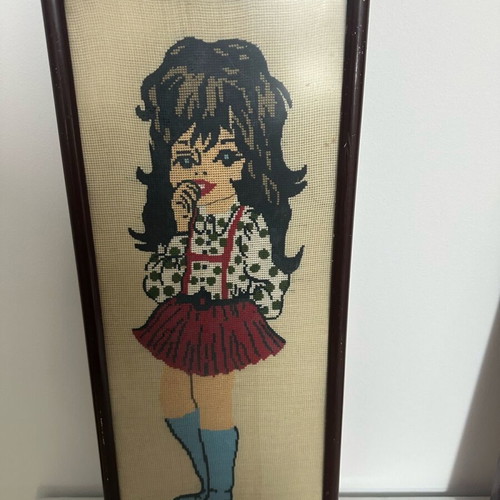 Vintage embroidery framed set from the 70s used