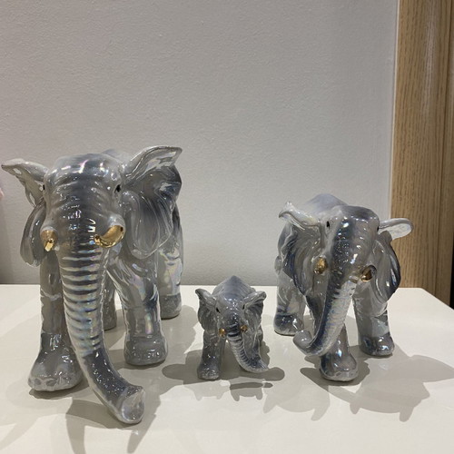 Elephant figurines used, porcelain, set of 3