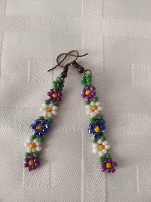 Handmade knitted earrings with beads new, multicolor