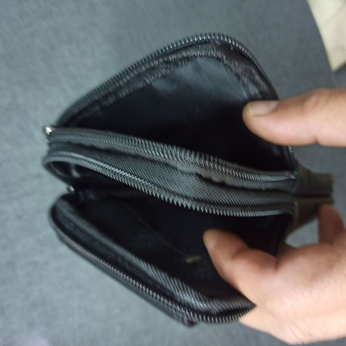 Smartphone carrying bag made of genuine leather new, black and brown