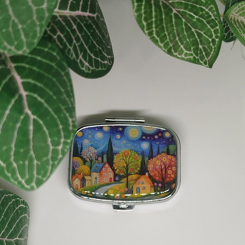 Metal pillbox new with colorful design