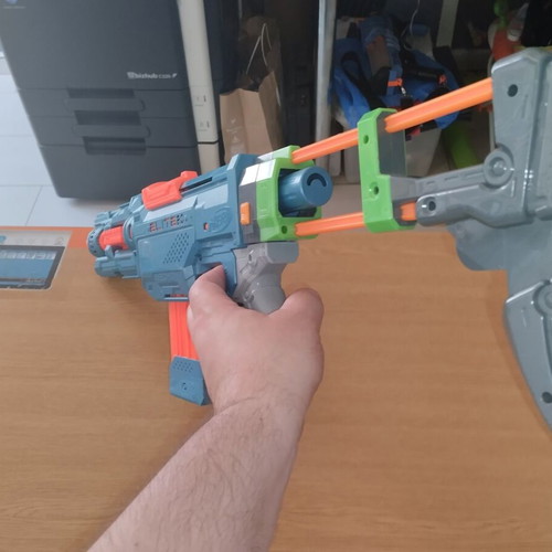 Nerf Echo toy blaster with 10-dart magazine and large stock