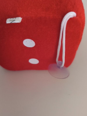 Large plush dice with suction cup and string
