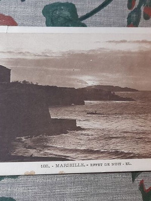Historical postcard 1919, like new, Marseille night scene