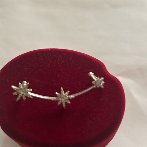 Stainless steel earring with rhinestones like new, silver