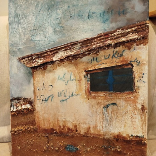 Authentic Painting "M. Psiacha" 50x60 cm Mixed Media