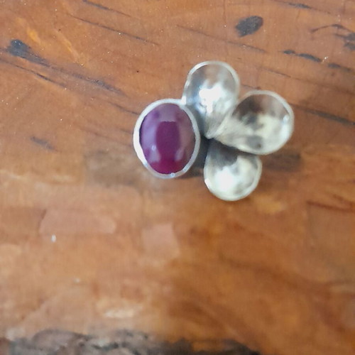 Handmade silver ring 925 with semi-precious stone and opening shank, new