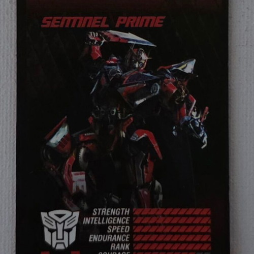 Transformers Sentinel Prime card with stats