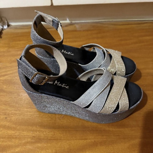 New Matic platform sandals silver-gold glitter, like new