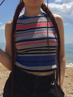Rib Crop Top Stradivarius like new, colorful stripes, size M