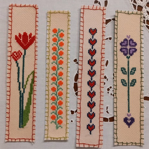 Handmade bookmarks with embroidery new, set of 4 designs