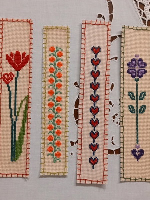 Handmade bookmarks with embroidery new, set of 4 designs