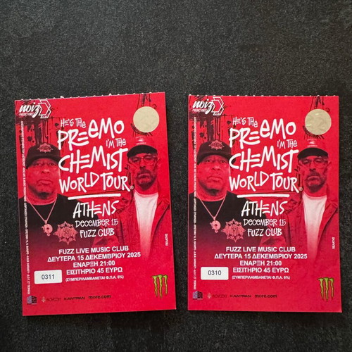 Dj Premier(preemo)+dj Alchemist concert ticket new at Fuzz