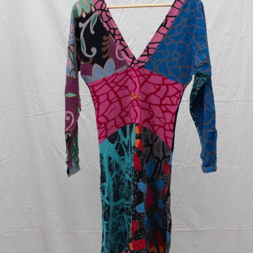 Desigual midi dress with long sleeve size M used multicolor
