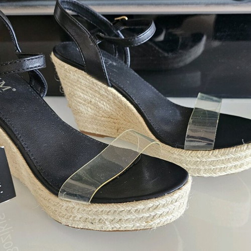 Bozikis platform shoes like new, black with transparent detail, size 41