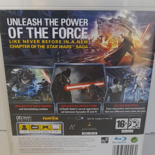Star Wars The Force Unleashed PS3 like new, English edition