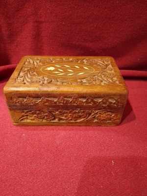 Jewelry box carved handmade wooden used