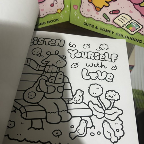 Cozy Vibes coloring book with 45 handwritten pages, new