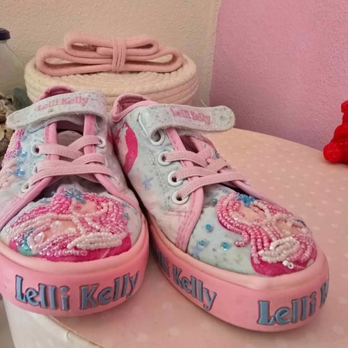 Lelli Kelly children's canvas sneakers size 23 like new, pink multicolor