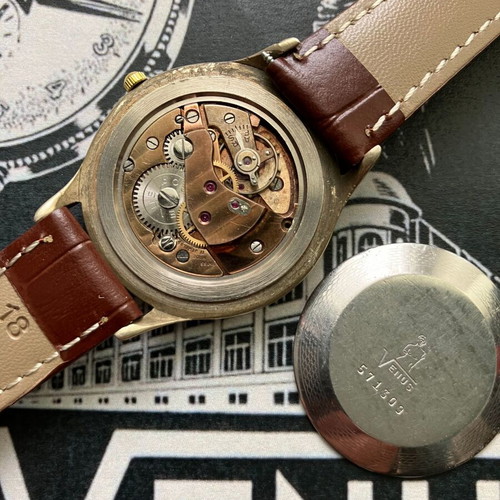 Venus 17 Rubis watch used vintage men's with brown strap