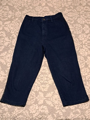 Capri jeans with rhinestones like new, size Medium, blue