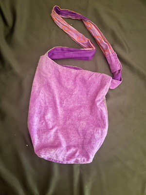 Boho tote shoulder bag with embroidery, purple