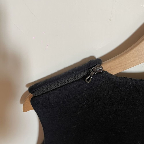 Lanvin black wool sleeveless dress with front decoration