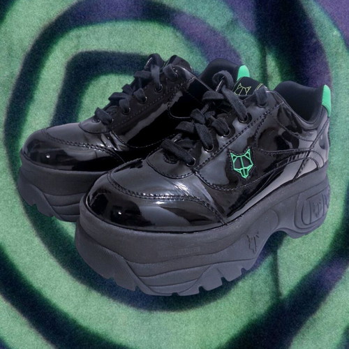 Naked Wolfe Scary Chunky Platform Sneakers Black and Neon Green used