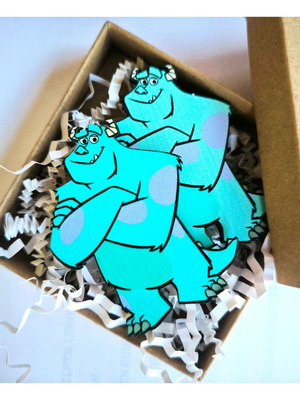 Monster Inc wooden handmade earrings new