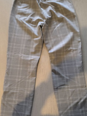 Women's fabric checkered pants Zara like new, grey with white stripe