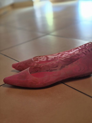 Melissa jelly ballerina shoes used, pink, lace design