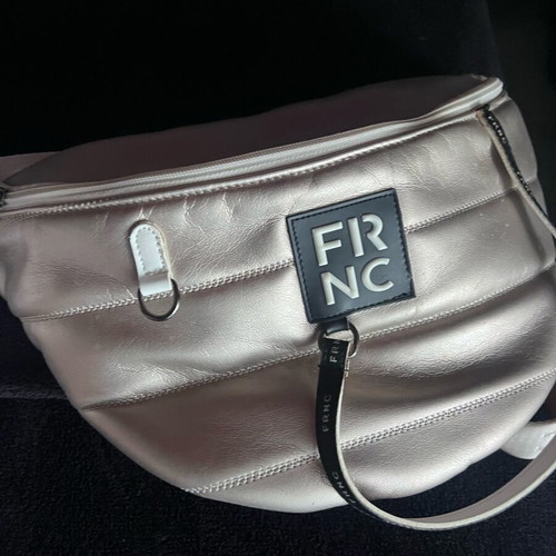Frnc crossbody banana bag like new, metallic gold beige