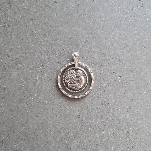 Pendant with Aquarius zodiac sign new, silver color