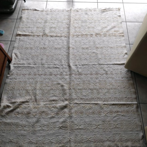 Vintage wool blanket caramel color loom used