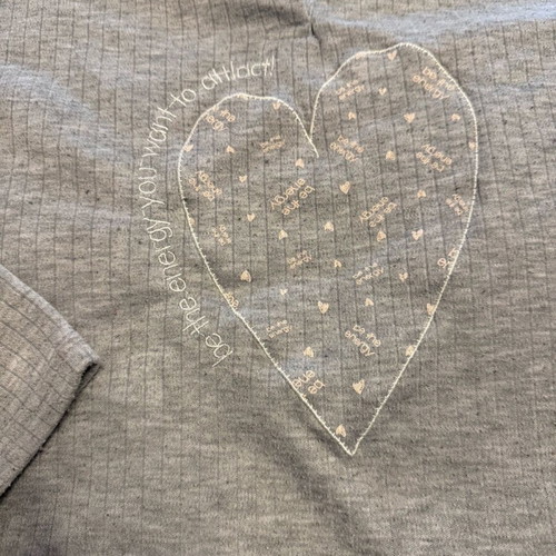 Women's gray pajama set used with hearts and fleece lining