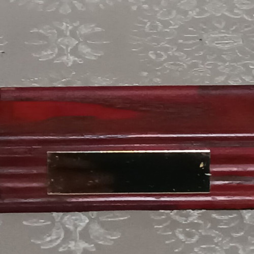 Glass ship in glass bottle like new with wooden base
