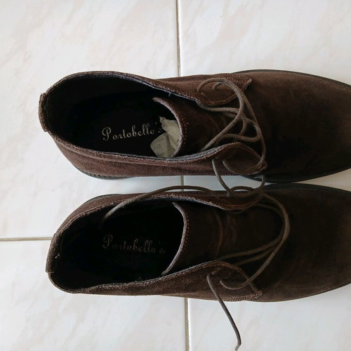 Portobellos men's lace-up boots new, suede leather, brown, size 44